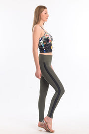Wholesale Yani Ottoman Leggings with Leather Trim_tyt32302 Khaki