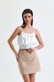 Toptan Jakarli Mini Etek_etk32609 Bej