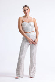 Wholesale Elastic Waist Sequin Evening Trousers