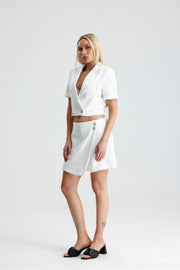 Wholesale Short Sleeve Textured Women's Cropped Jacket