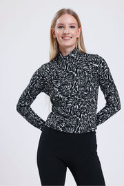 Wholesale Turtleneck Jacquard Blouse