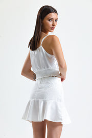 Wholesale Jacquard Short Ruffled Skirt_etk32608 Ecru