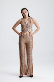 Wholesale Elastic Waist Sequin Evening Trousers
