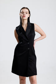 Wholesale Sleeveless Satin Blazer Dress with Lining