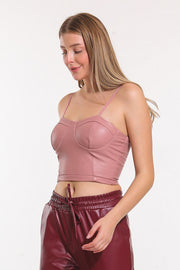 Wholesale Leather Bustier with Bias Straps
