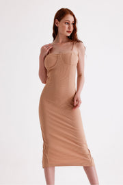 Wholesale Ottoman Dress with Adjustable Straps, Concealed Back Zipper, and Built-in Bra Cups