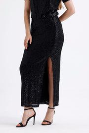 Wholesale Elastic Waist Lined Sequin Evening Skirt