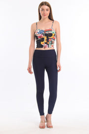 Wholesale Yani Leather Trimmed Ottoman Leggings_tyt32302 Indigo