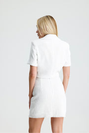 Wholesale Short Sleeve Textured Women's Cropped Jacket