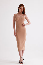 Wholesale Ottoman Dress with Adjustable Straps, Concealed Back Zipper, and Built-in Bra Cups