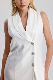 Wholesale Lined Sequin Lapel Collar Double-Breasted Evening Blazer Dress