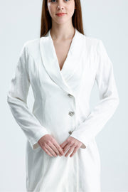Wholesale Lined Double-Breasted Sequin Evening Jacket Dress with Metal Buttons on the Front