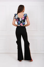 Wholesale Pentagonal Neck Patterned Blouse