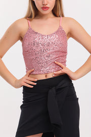 Wholesale Lined Croptop Spaghetti Strap Bustier_bus32491 Powder