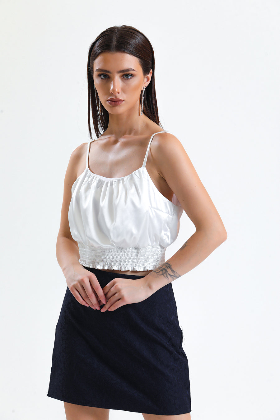 Toptan Jakarli Mini Etek_etk32609 Lacıvert — Lacıvert