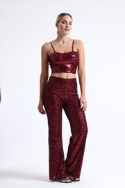 Wholesale Sequin Bustier with Globe Detail and Back Zipper Bst33154 Burgundy