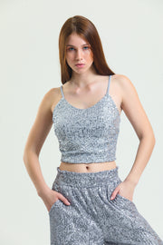 Wholesale Lined Croptop Spaghetti Strap Bustier_bus32491 Gray
