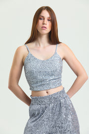 Wholesale Lined Croptop Spaghetti Strap Bustier_bus32491 Gray