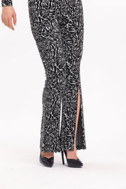 Wholesale Jacquard Trousers with Elastic Waist and Front Slit