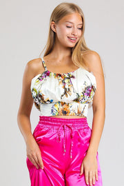 Wholesale Smocked Printed Satin Blouse