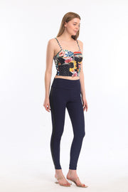 Wholesale Yani Leather Trimmed Ottoman Leggings_tyt32302 Indigo