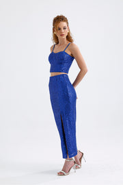 Wholesale Elastic Waist Lined Sequin Evening Skirt