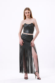 Wholesale Faux Leather Bustier with Zipper