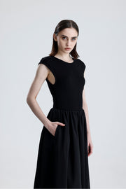 Toptan ALT TRİCOTTON ÜST LİKRALI VİSKON BELİ LASTİKLİ KOLSUZ ELBİSE