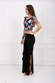 Wholesale Pentagonal Neck Patterned Blouse