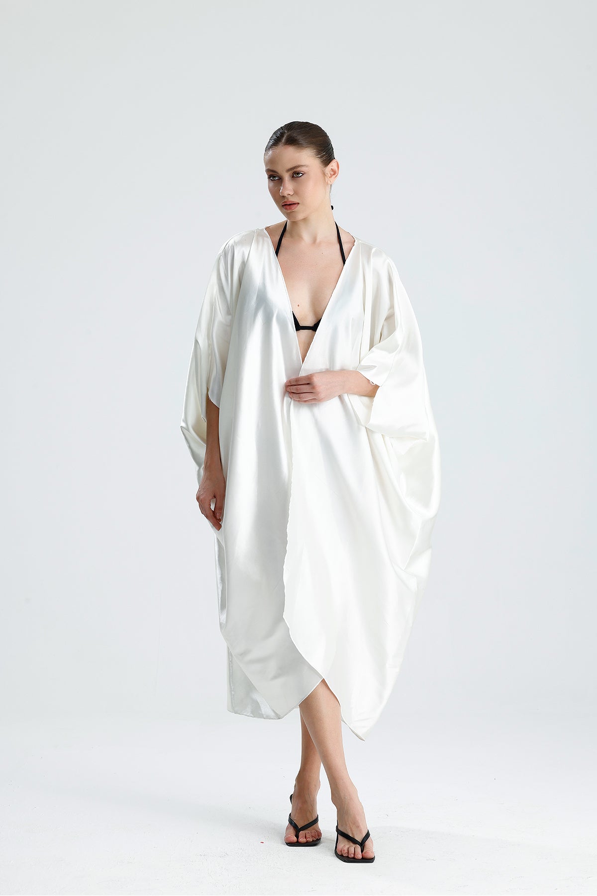 Toptan Saten Plaj Kimono