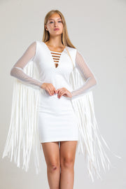 Toptan Ön Arka Lazer Kesim Kol Ve Arka Püsküllü Dalgıc Abiye Elbise