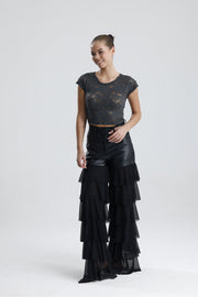 Wholesale Lace Sheer Short Sleeve Blouse