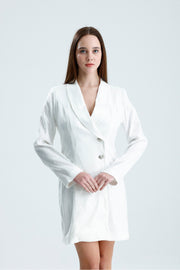 Wholesale Lined Double-Breasted Sequin Evening Jacket Dress with Metal Buttons on the Front