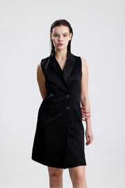 Wholesale Sleeveless Satin Blazer Dress with Lining