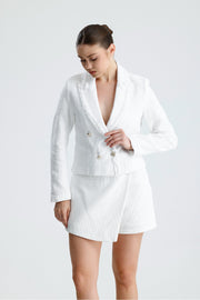 Wholesale Chanel-Texture Tasseled Button-Detailed Jacket