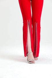 Wholesale Scuba Crepe Evening Trousers with Belted Waist and Embellished Hems