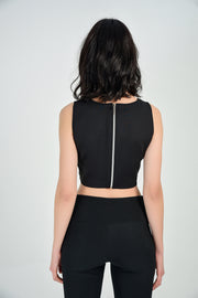 Wholesale Blouse - Sequined Cropped Blouse with Mesh Front and Back Zipper