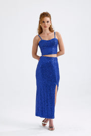 Wholesale Elastic Waist Lined Sequin Evening Skirt