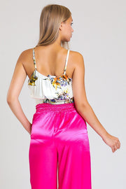 Wholesale Smocked Printed Satin Blouse