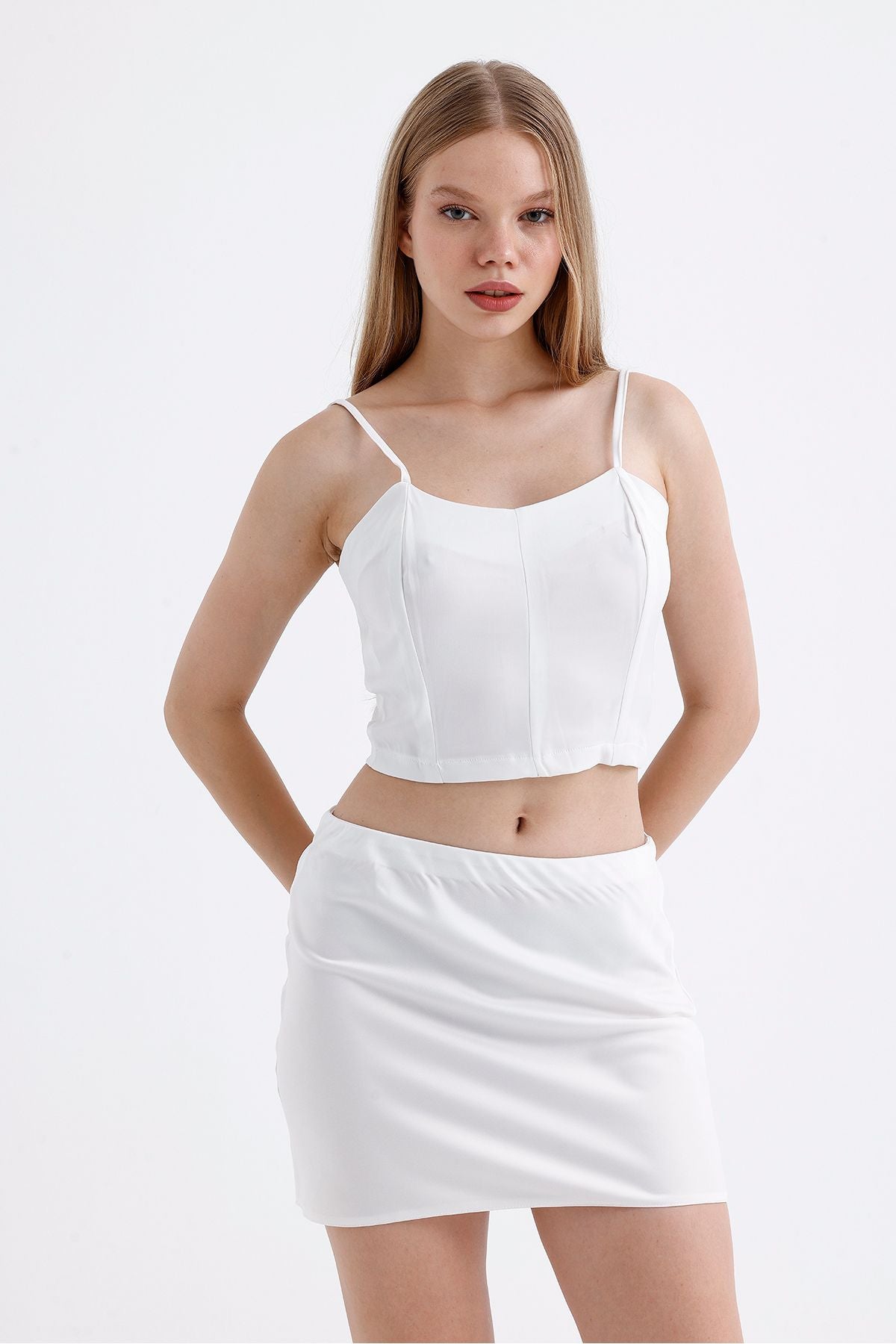 Toptan Beli Lastikli Saten Mini Etek