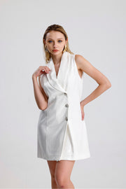 Wholesale Lined Sequin Lapel Collar Double-Breasted Evening Blazer Dress