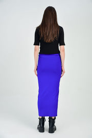 Wholesale Scuba Skirt with Front Slit and Metal Zipper