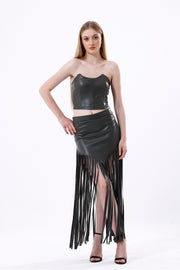 Wholesale Faux Leather Bustier with Zipper