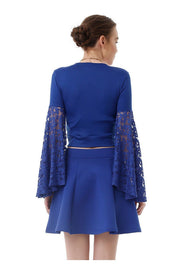 Wholesale Scuba Flounced Knee-Length Skirt