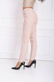 High-Waist Belted Trousers with Decorative Stitching