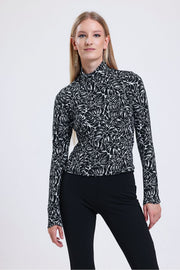 Wholesale Turtleneck Jacquard Blouse
