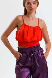 Wholesale Smocked Printed Satin Blouse