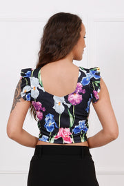 Wholesale Pentagonal Neck Patterned Blouse