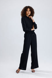 Wholesale Elastic Waist Pocket Detail Wide Leg Dubai Trousers