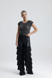 Wholesale Lace Sheer Short Sleeve Blouse